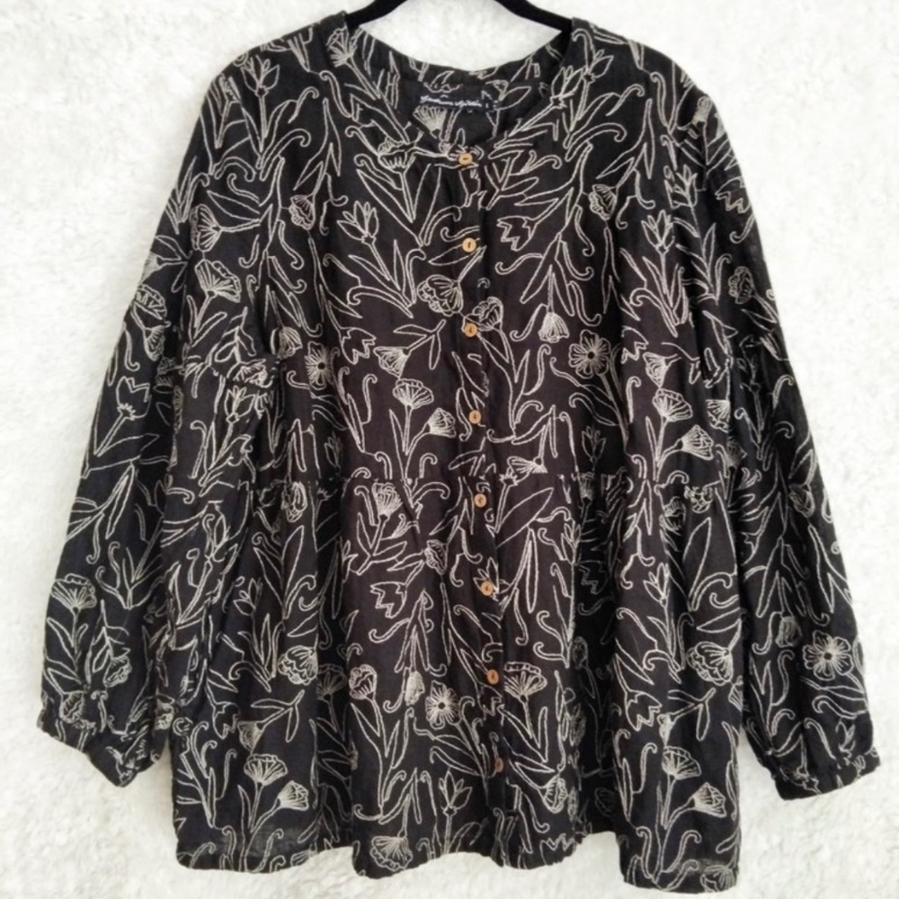 NWOT Gudrun Sjöden Embroidered Organic Cotton Blouse- M